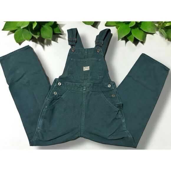 Hey Gang Knee Patch Overalls Dark Green Size 00 - Picture 9 of 9